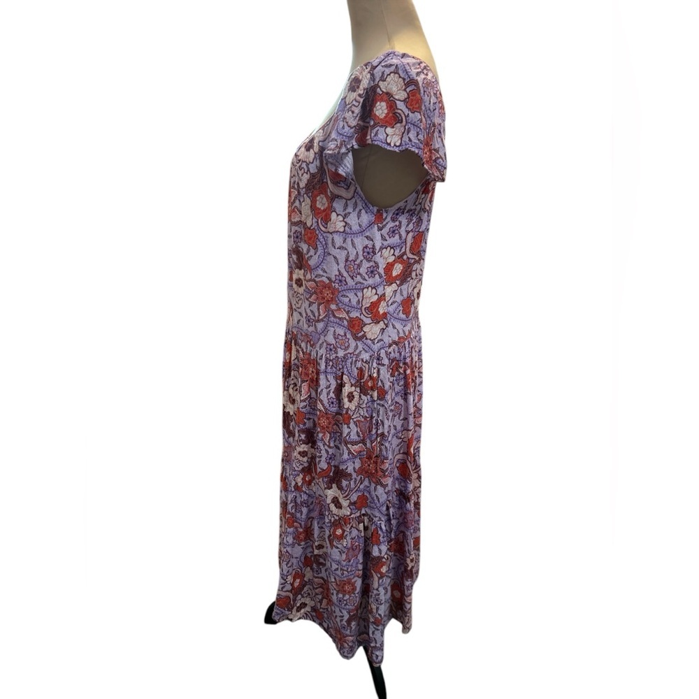 Knox Rose Flutter Sleeve A-Line Floral Long Dress Purple Haze Tiers Size Medium. - Picture 4 of 12